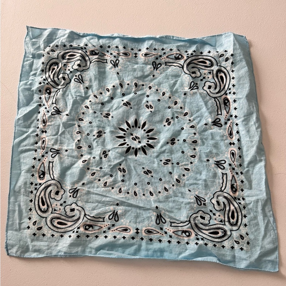 Light Blue Paisley Bandana Scarf